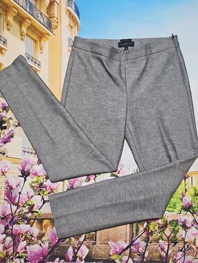 Talbots Chatham Gray Elegan Stretch Dress Pants Button Detail Size 4